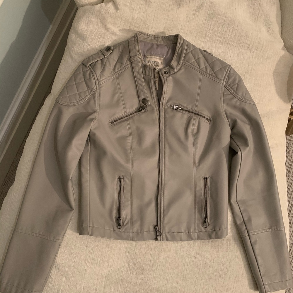 Gray Faux Leather Jacket